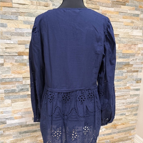 Suzanne Betro Navy Eyelet Blouse - Picture 2 of 5